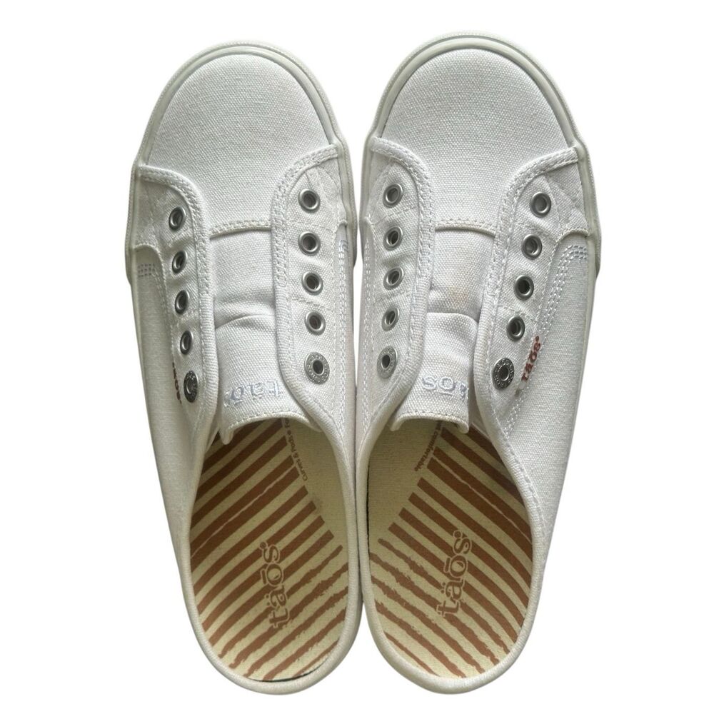 TAOS Footwear EZ Soul White Canvas Slip On Mules Size 9